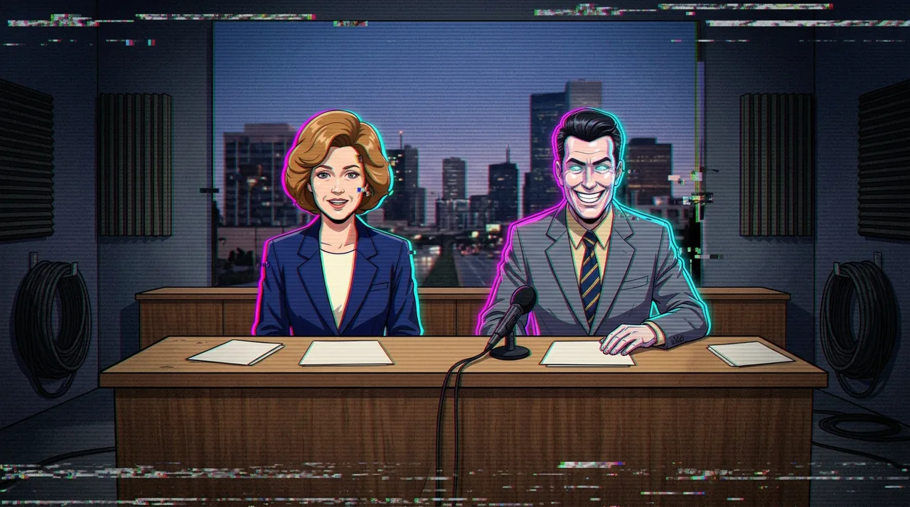 Diane Vale and Chip Sterling at the Meatware Nightly anchor desk